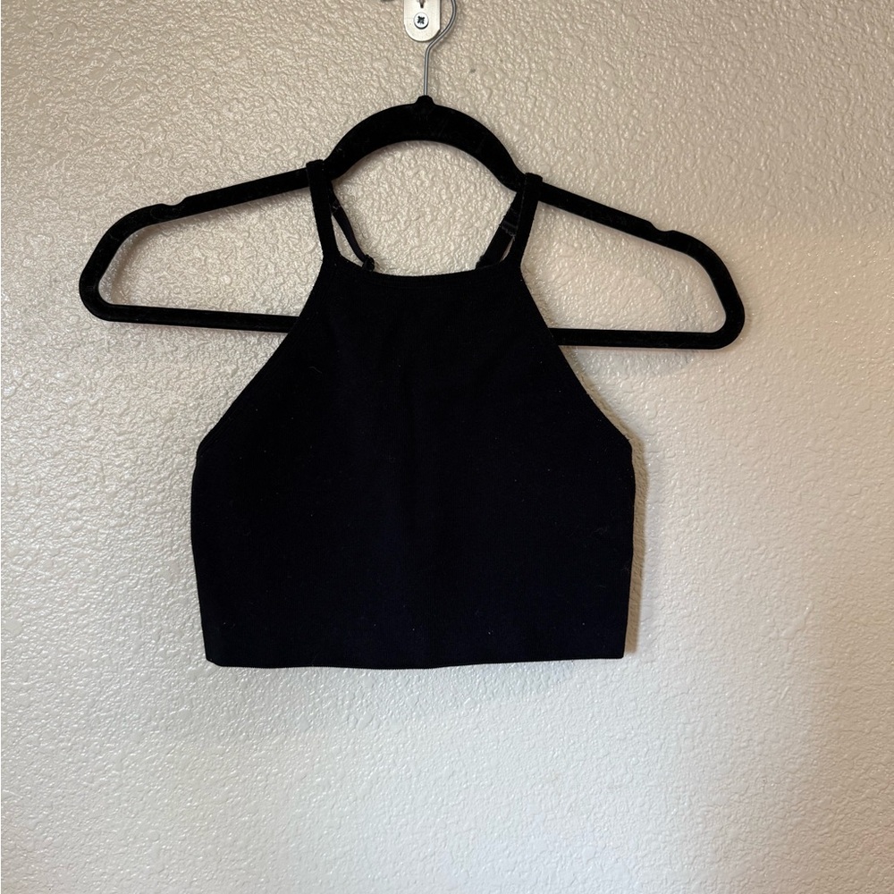 Black Halter Neck Crop Top
